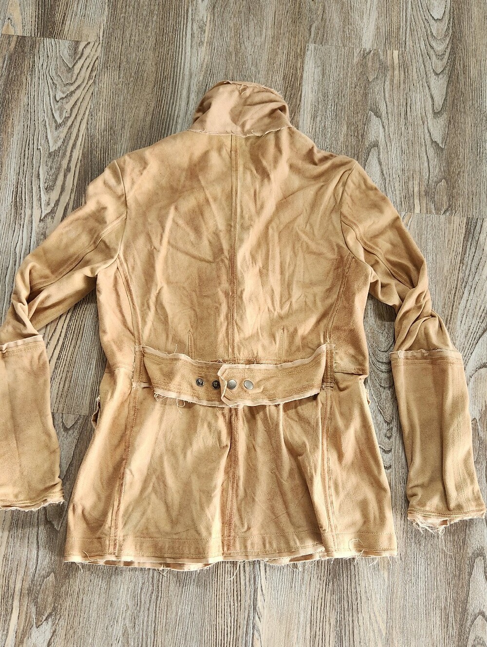 Jakett NY Meryl Waxed Leather Jacket Womens S Chamois Deconstructed Raw Seams - Picture 9 of 16
